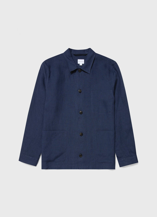 Men S Linen Twin Pocket Jacket In Light Navy Mjac7099 Buaf
