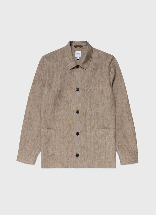 Mens Linen Twin Pocket Jacket In Dark Stone Mjac7099 Whdc