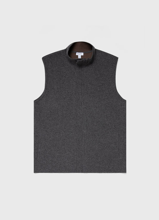 Mens Double Faced Gilet In Charcoal Melange Mjac7116 Gyad