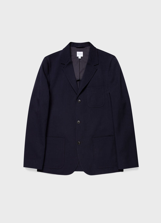 Mens Wool Twill Blazer In Dark Navy Mjac7123 Bujf