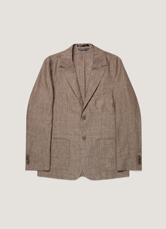 Mens Linen Blazer In Dark Walnut Mjac7186 Brgw