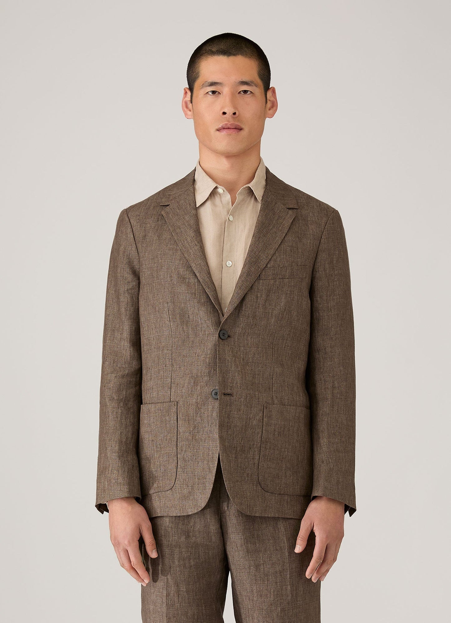Mens Linen Blazer In Dark Walnut Mjac7186 Brgw
