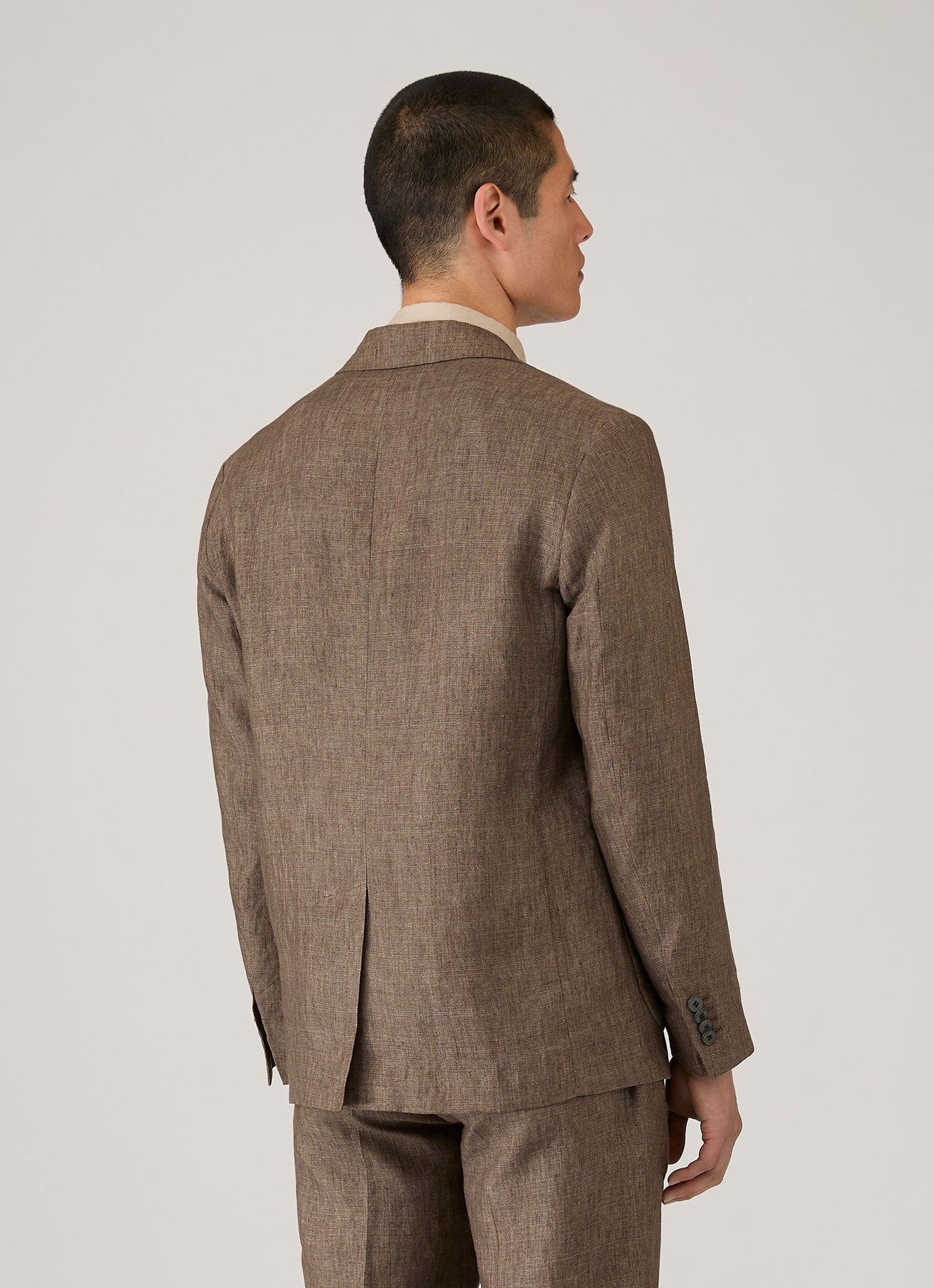 Mens Linen Blazer In Dark Walnut Mjac7186 Brgw