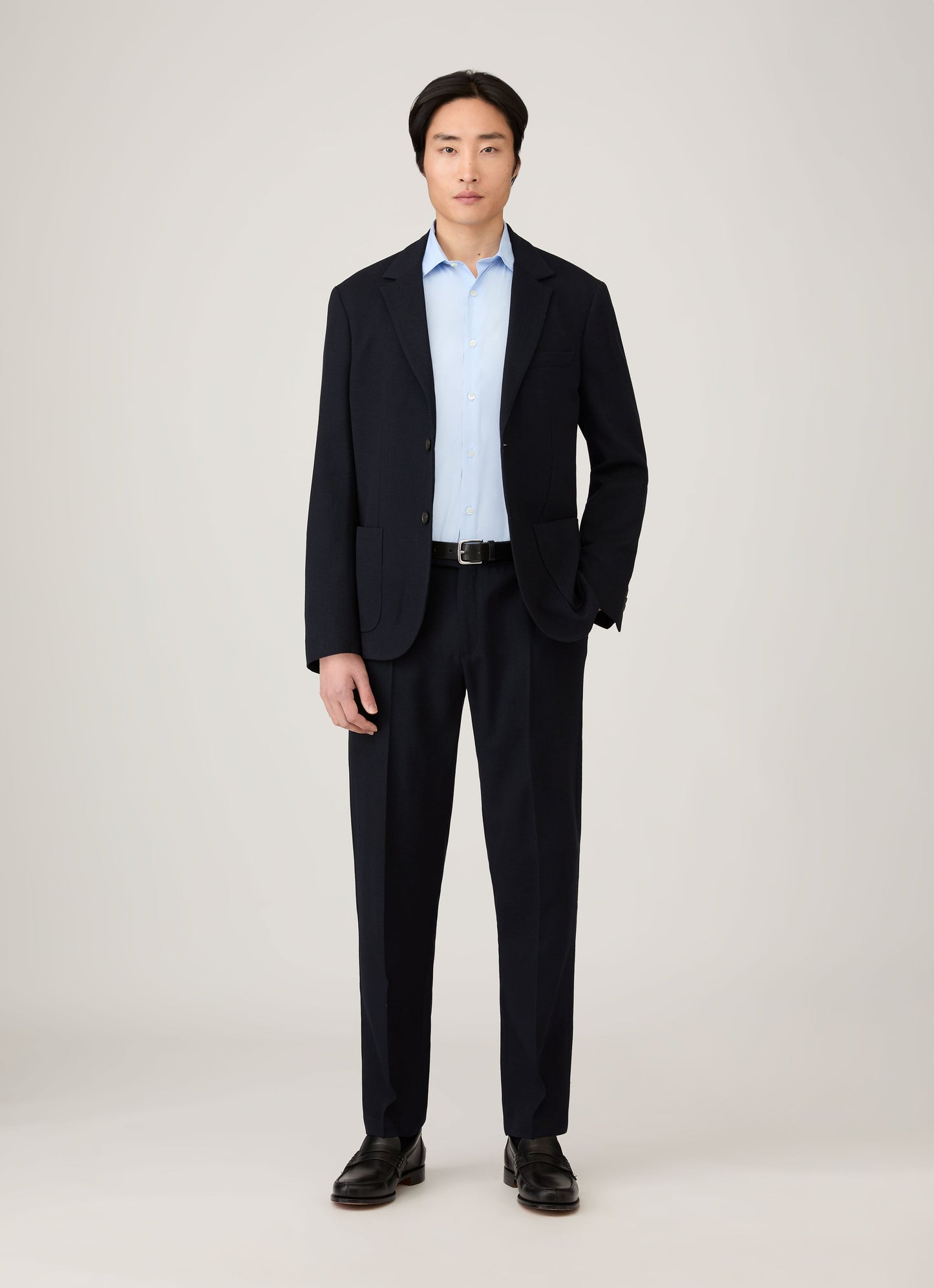 Mens Textured Wool Blazer In Navy Mjac7188 Buaa