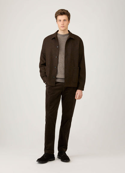 Mens Wool Twin Pocket Jacket In Truffle Mjac7194 Brgd