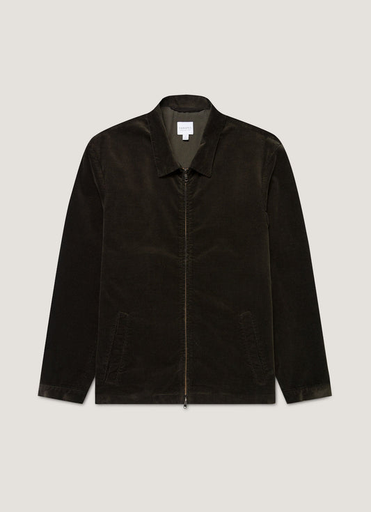 Mens Corduroy Harrington Jacket In Dark Green Mjac7195 Gnin