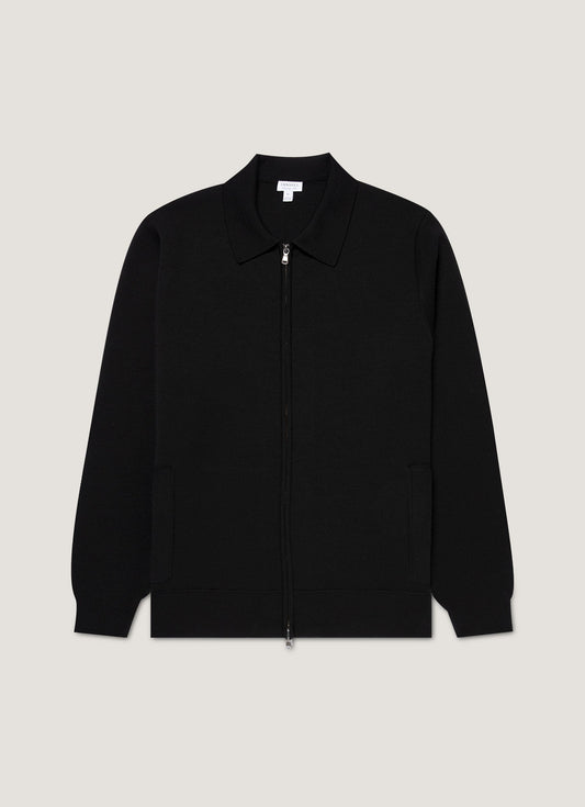 Mens Merino Milano Zip Jacket In Black Mjac8297 Bkaa
