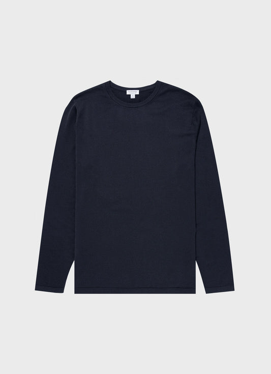 Mens Sea Island Cotton Knit Jumper In Light Navy Mjum8049