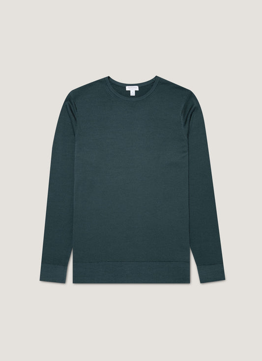 Mens Extrafine Merino Crew Neck In Dark Petrol Mjum8058 Gnit