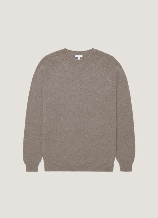 Mens Lambswool Crew Neck Jumper In Bark Mjum8066 Brgc