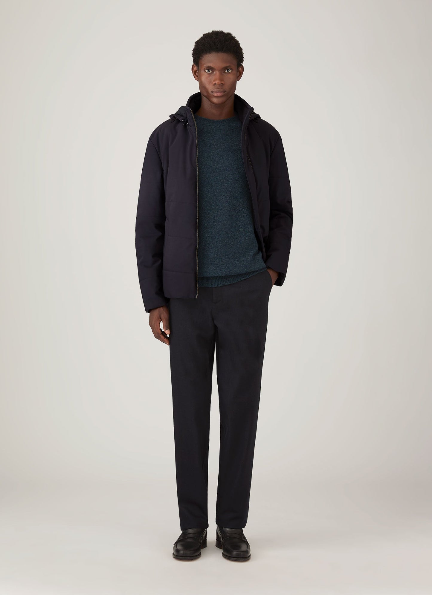 Mens Lambswool Crew Neck Jumper In Dark Petrol Twist Mjum8066 Gniv
