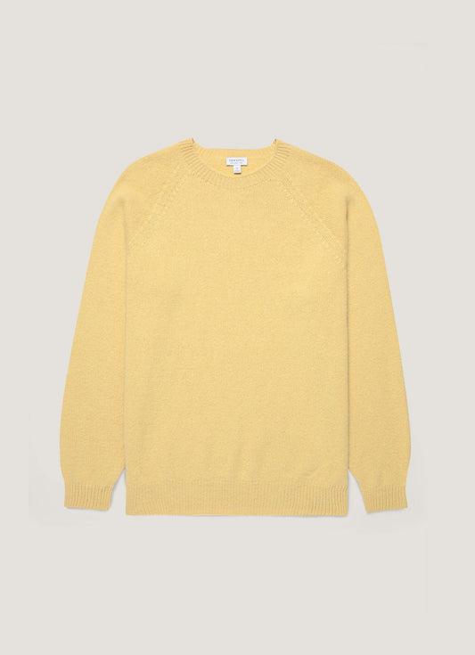Mens Lambswool Crew Neck Jumper In Dusty Yellow Mjum8066 Ylbf