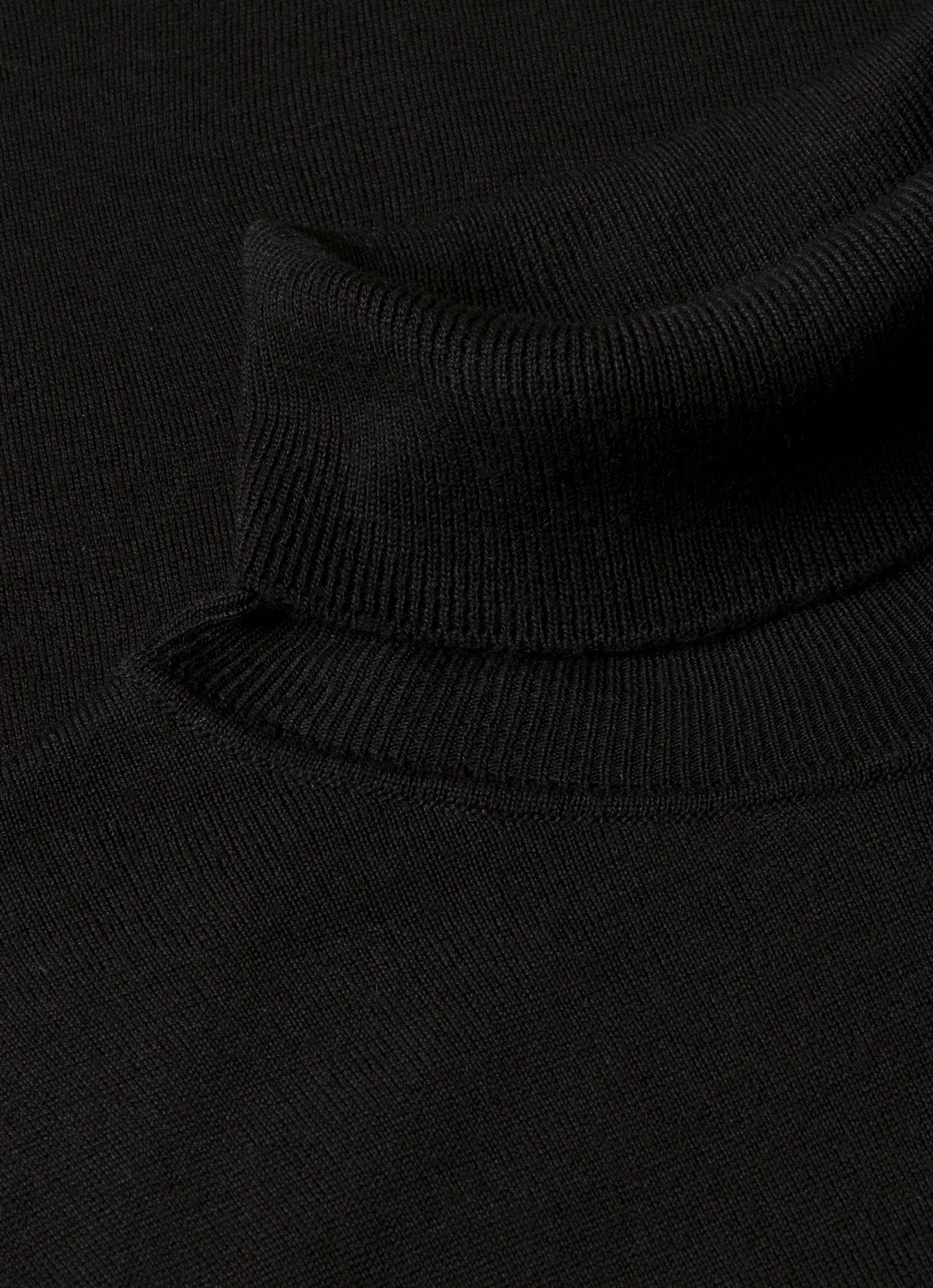 Mens Fine Merino Wool Roll Neck Jumper In Black