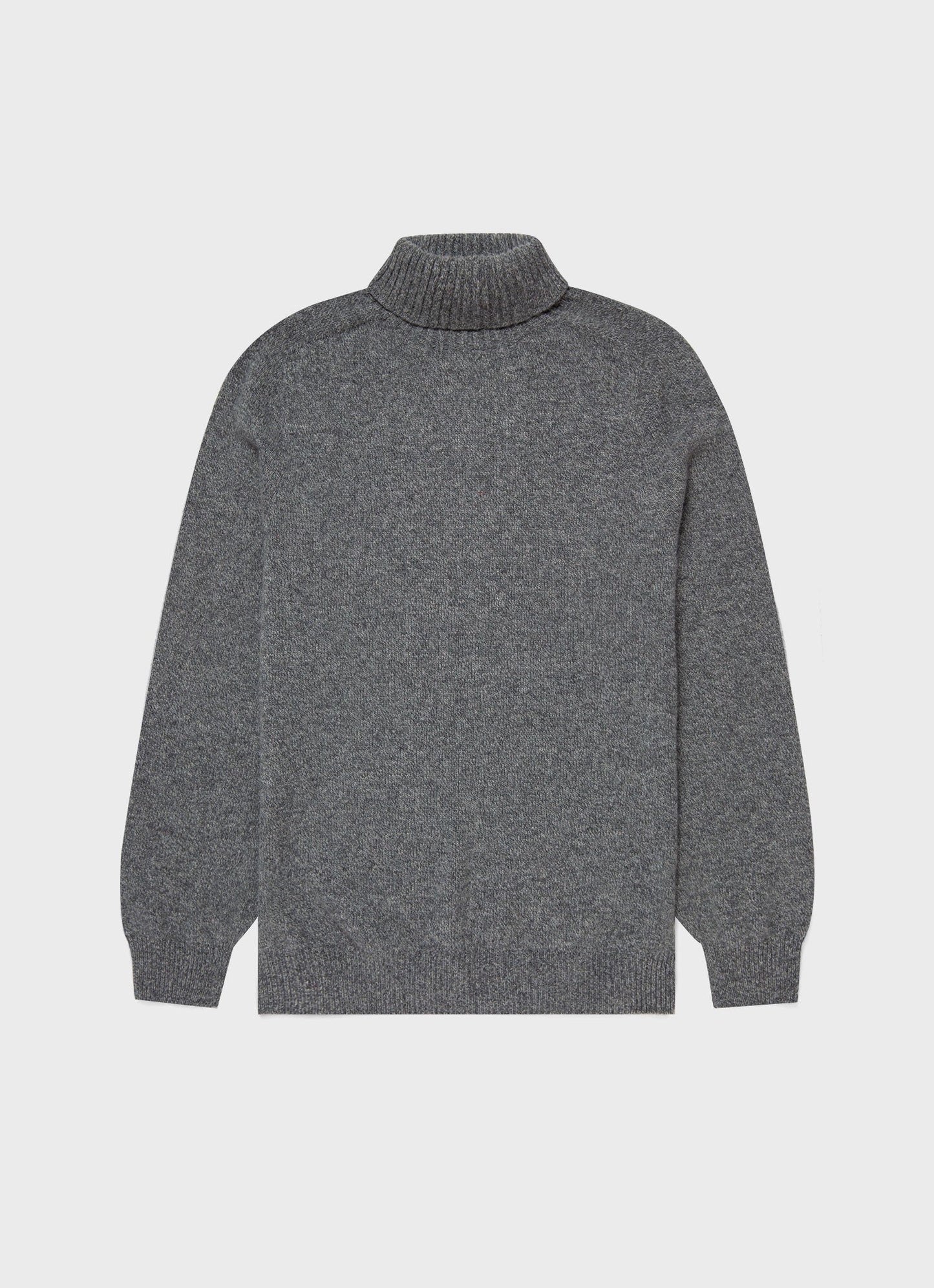 Mens Roll Neck Sweater In Mid Grey Melange