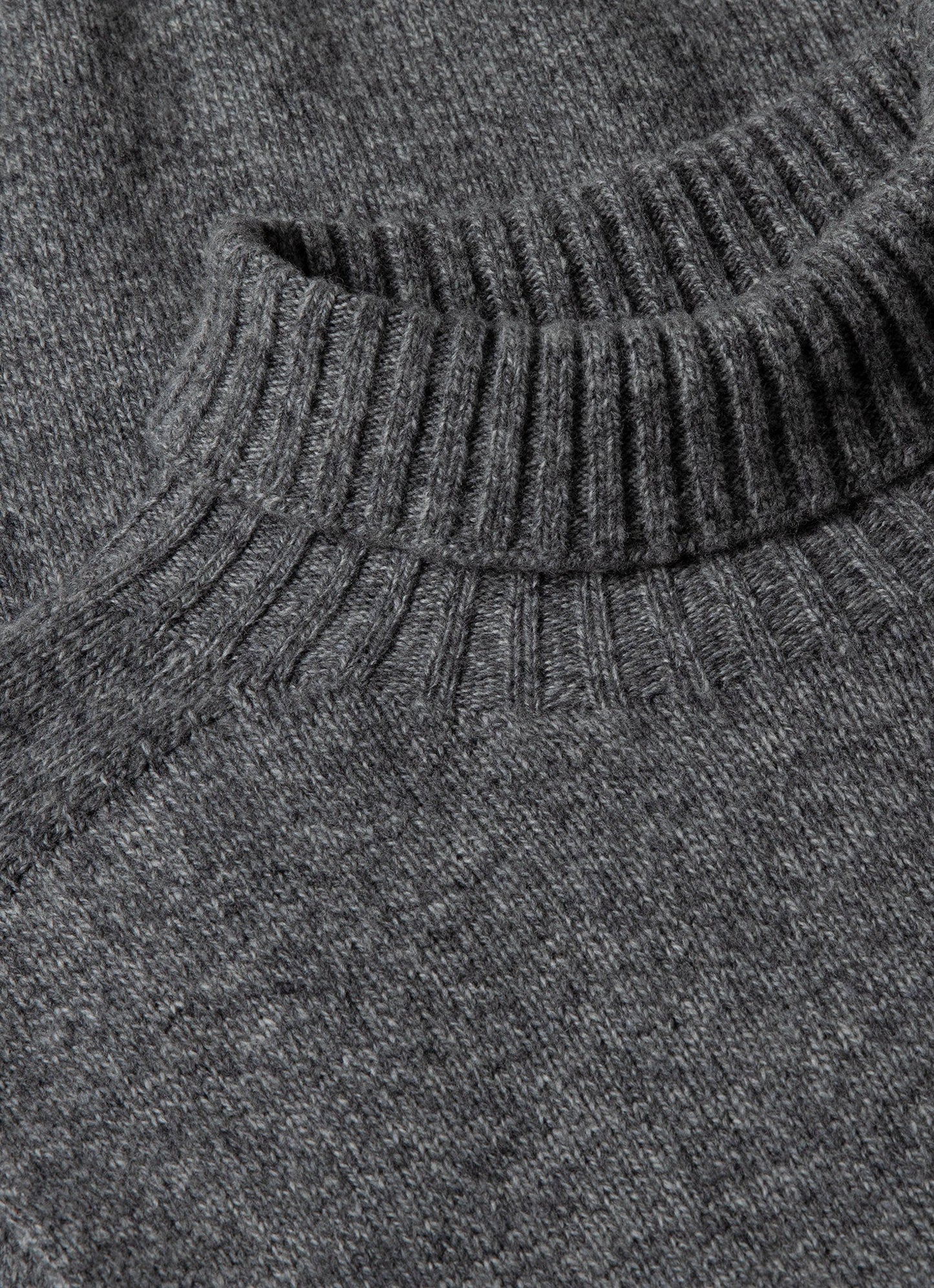 Mens Roll Neck Sweater In Mid Grey Melange