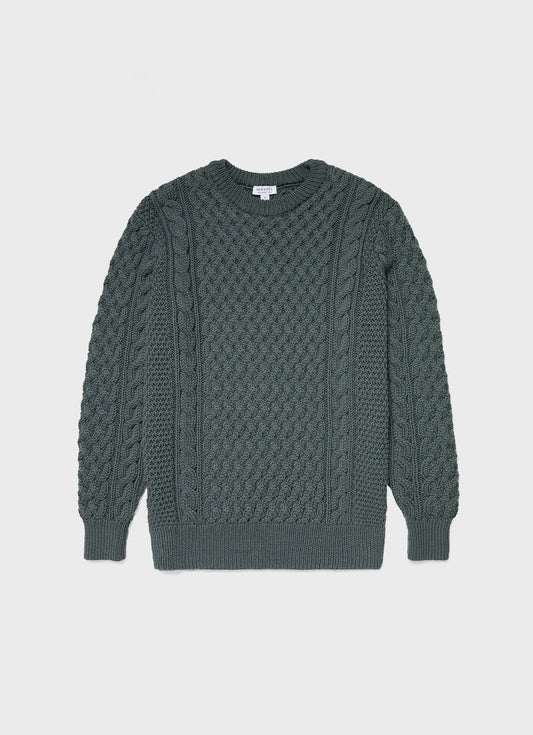 Men S Cable Jumper In Dove Grey