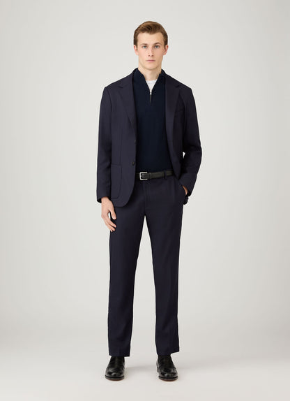 Men's Cashmere Zip Neck Jumper in Navy