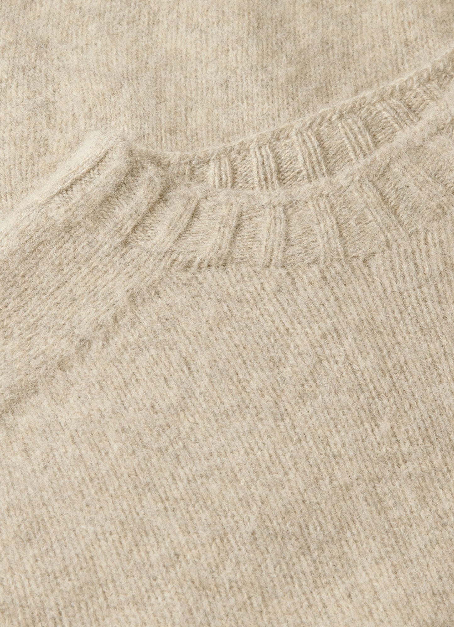 Mens Shetland Crew Neck Jumper In Oatmeal Melange Mjum8266 Whao