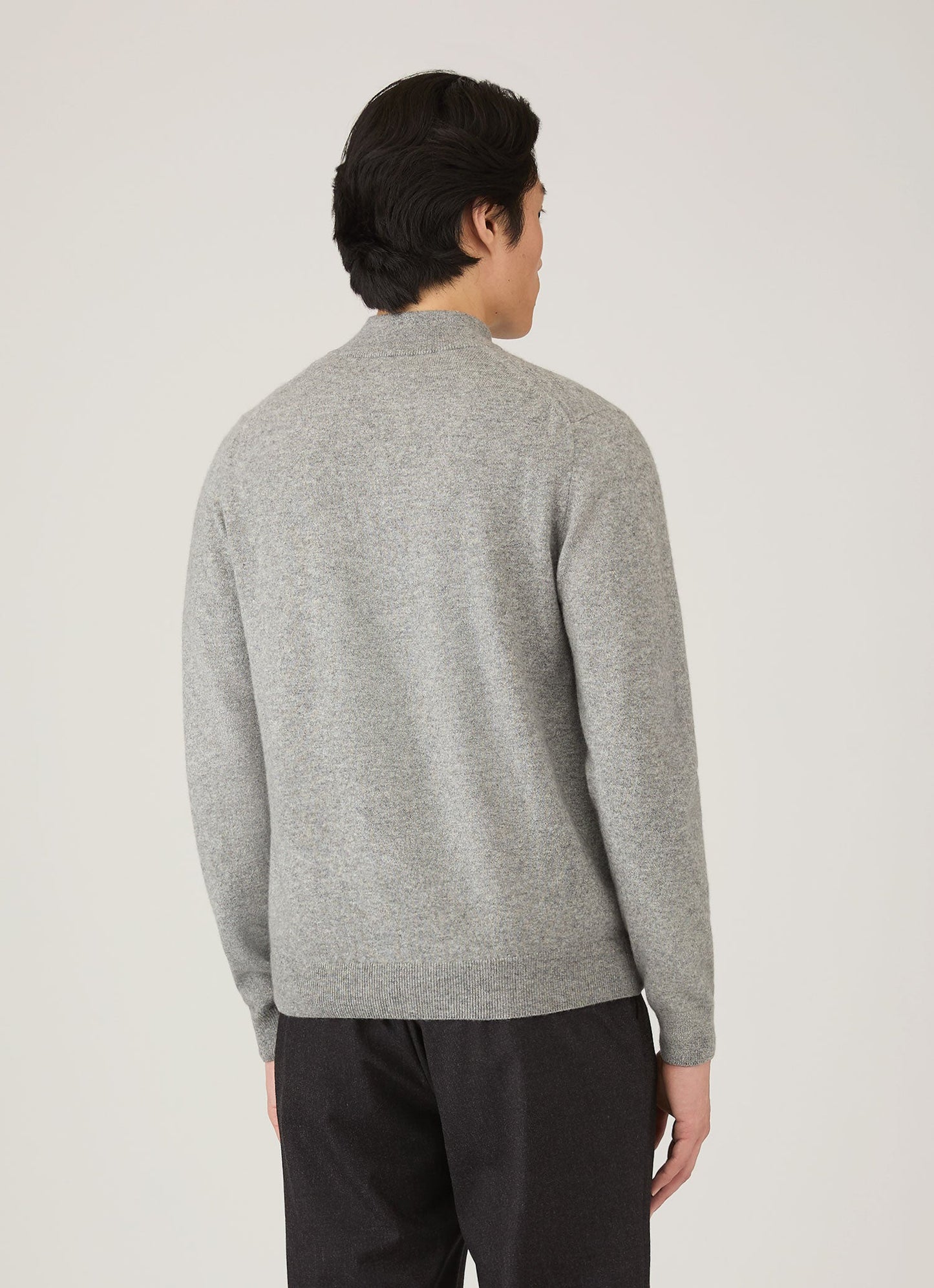 Mens Cashmere Half Zip Jumper In Grey Melange Mjum8299 Gyaa