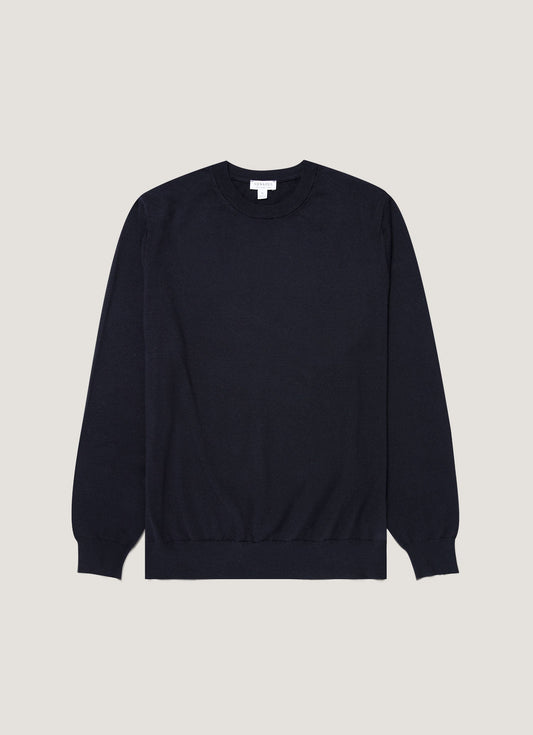 Mens Lightweight Cotton Jumper In Navy Mjum8314 Buaa