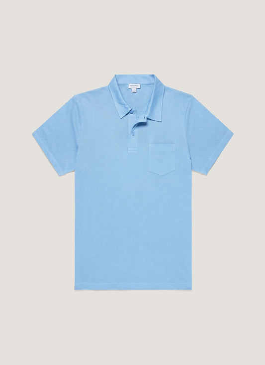 Mens Riviera Polo Shirt In Azure Blue Mpol1026 Buww