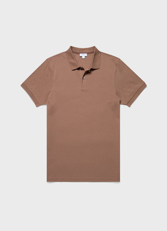 Mens Pique Polo Shirt In Dark Sand Mpol1028 Brey