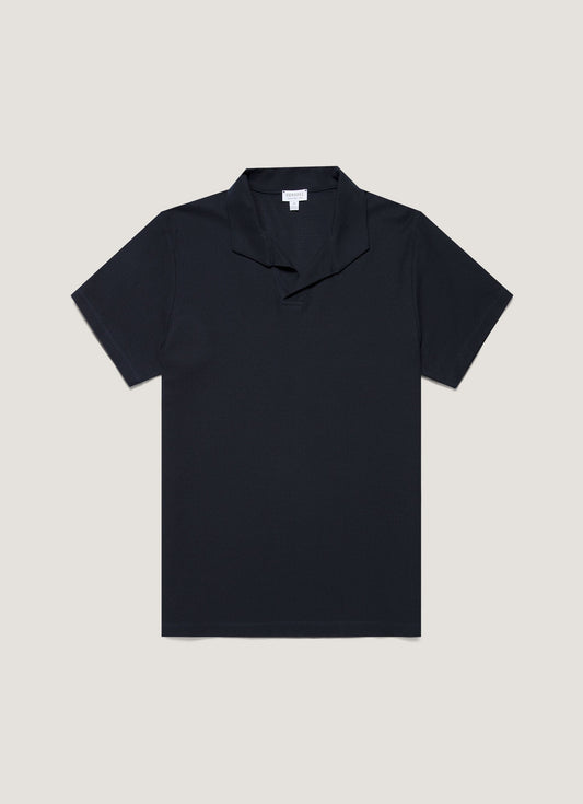 Mens Textured Jersey Polo Shirt In Midnight Navy Mpol1074 Buvn