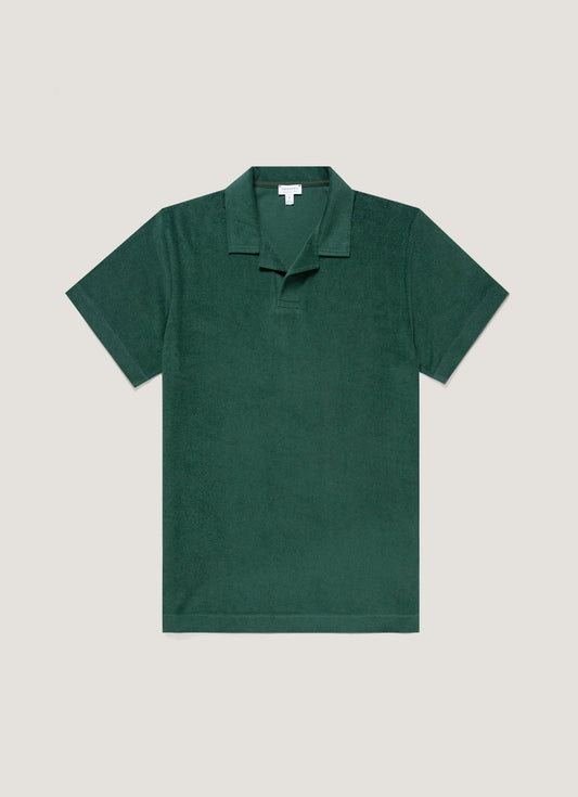 Mens Towelling Polo Shirt In Forest Mpol1574 Gnjd