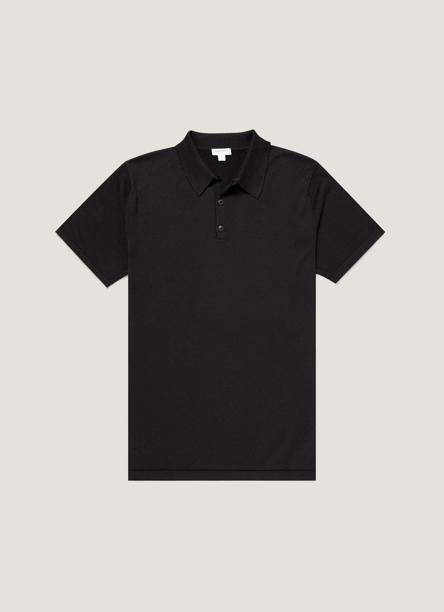 Mens Sea Island Cotton Knit Polo In Black