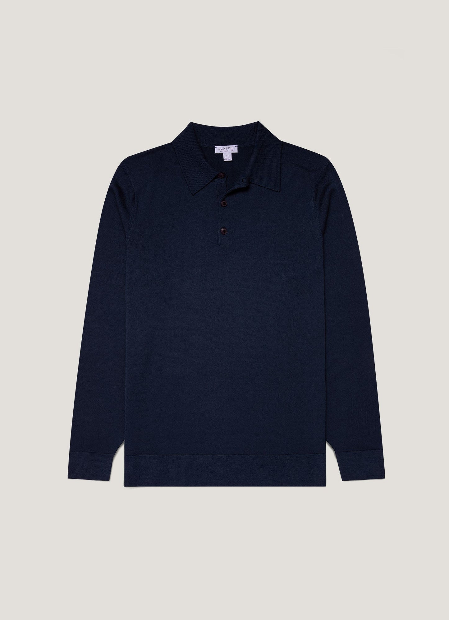 Mens Fine Merino Wool Polo Shirt In Light Navy