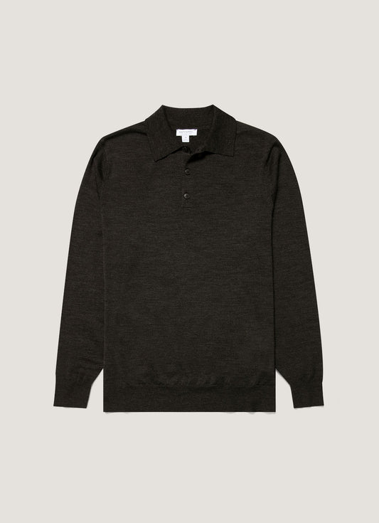 Ls Polo Shirt In Charcoal Melange