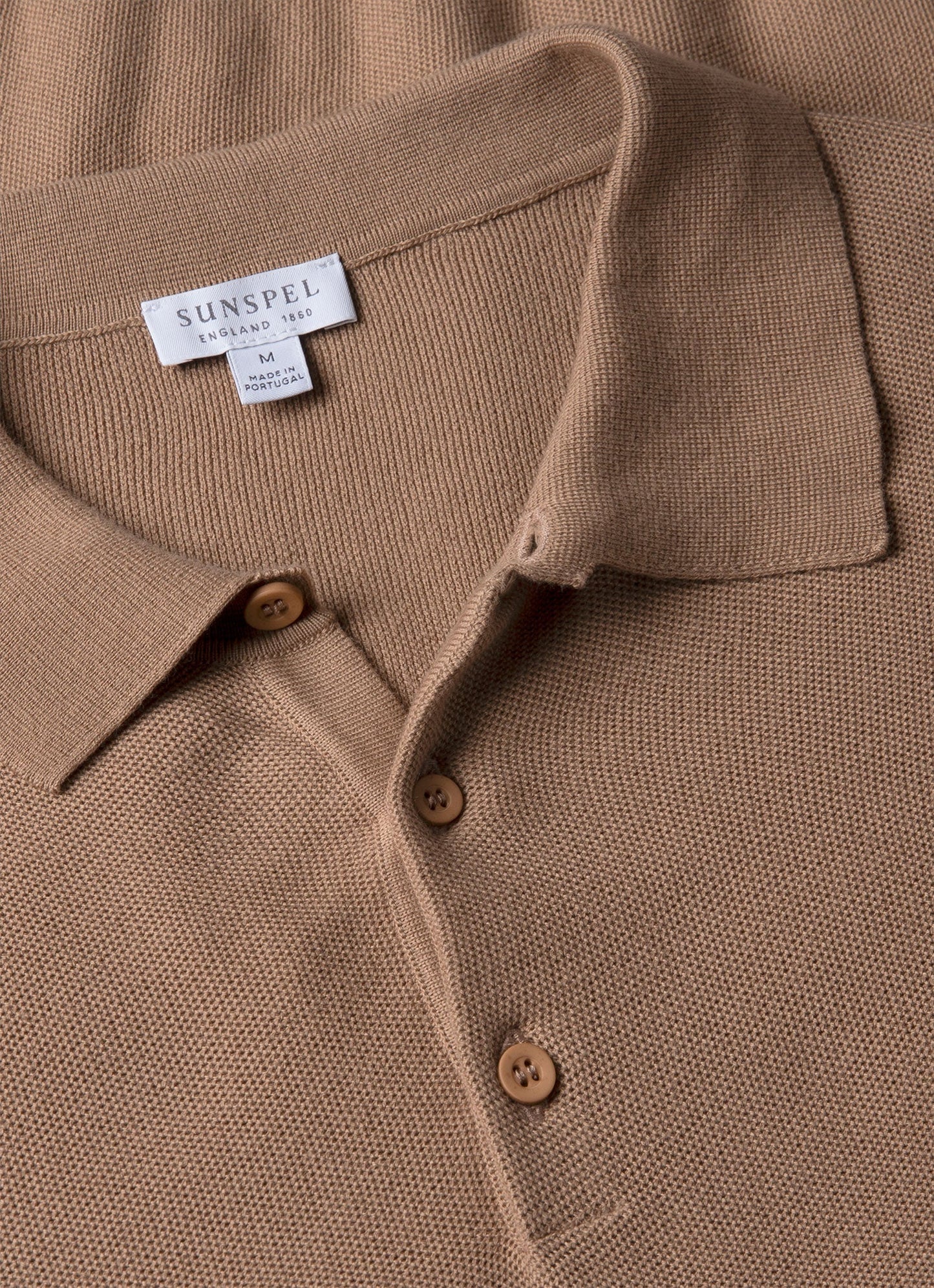 Men's Cotton Knit Polo Shirt in Dune