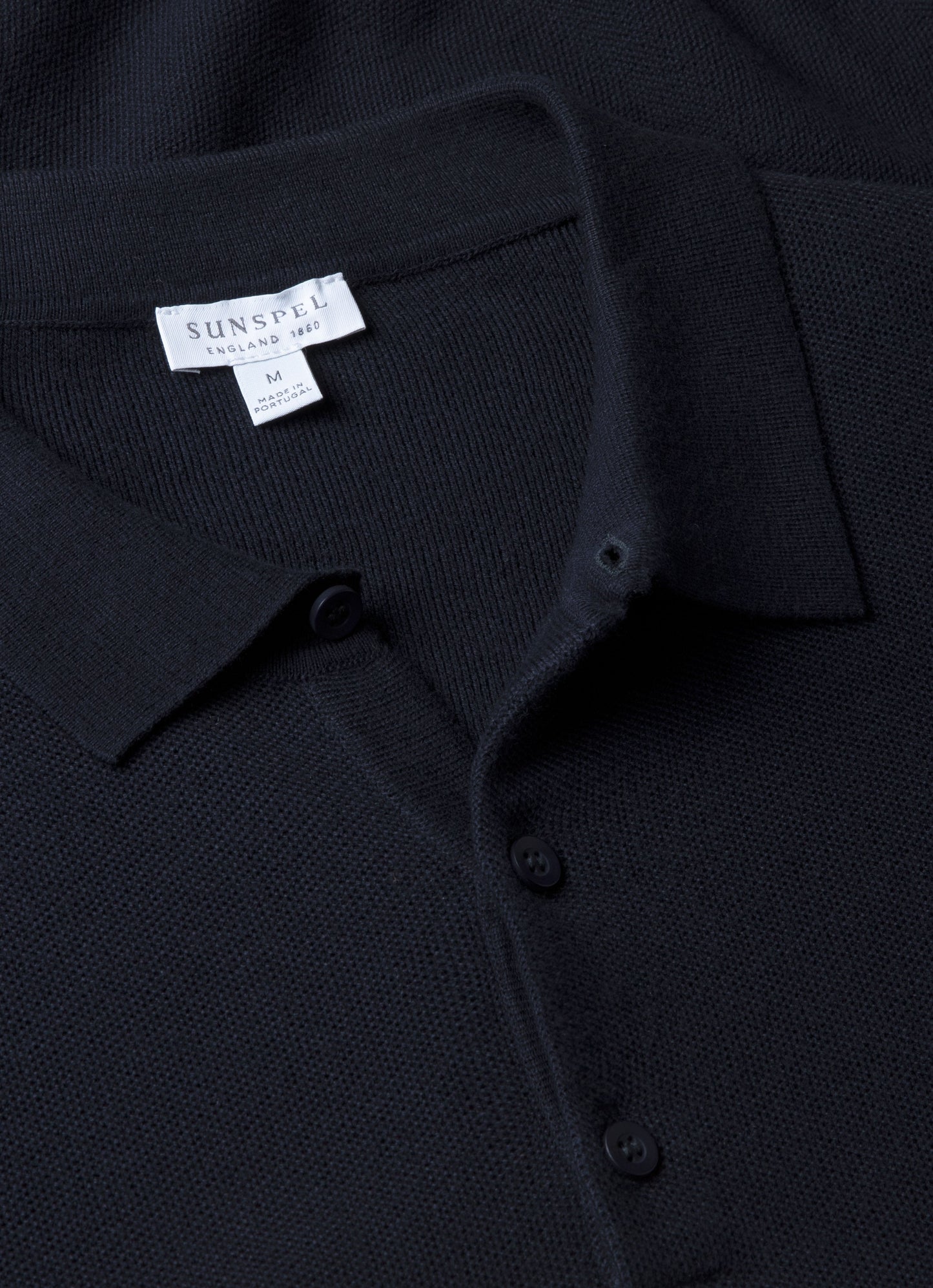 Mens Cotton Fine Texture Knitted Polo Shirt In Navy