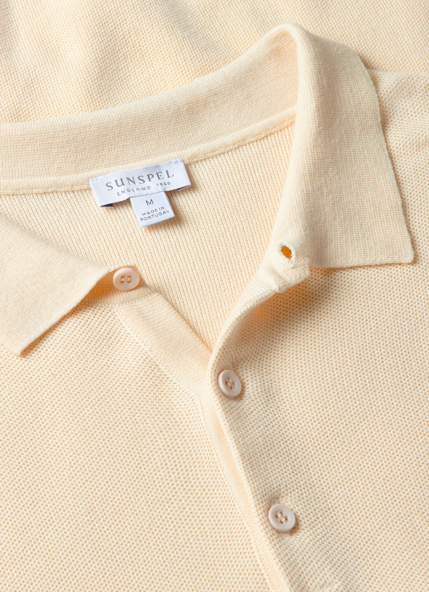 Mens Cotton Fine Texture Knitted Polo Shirt In Ecru