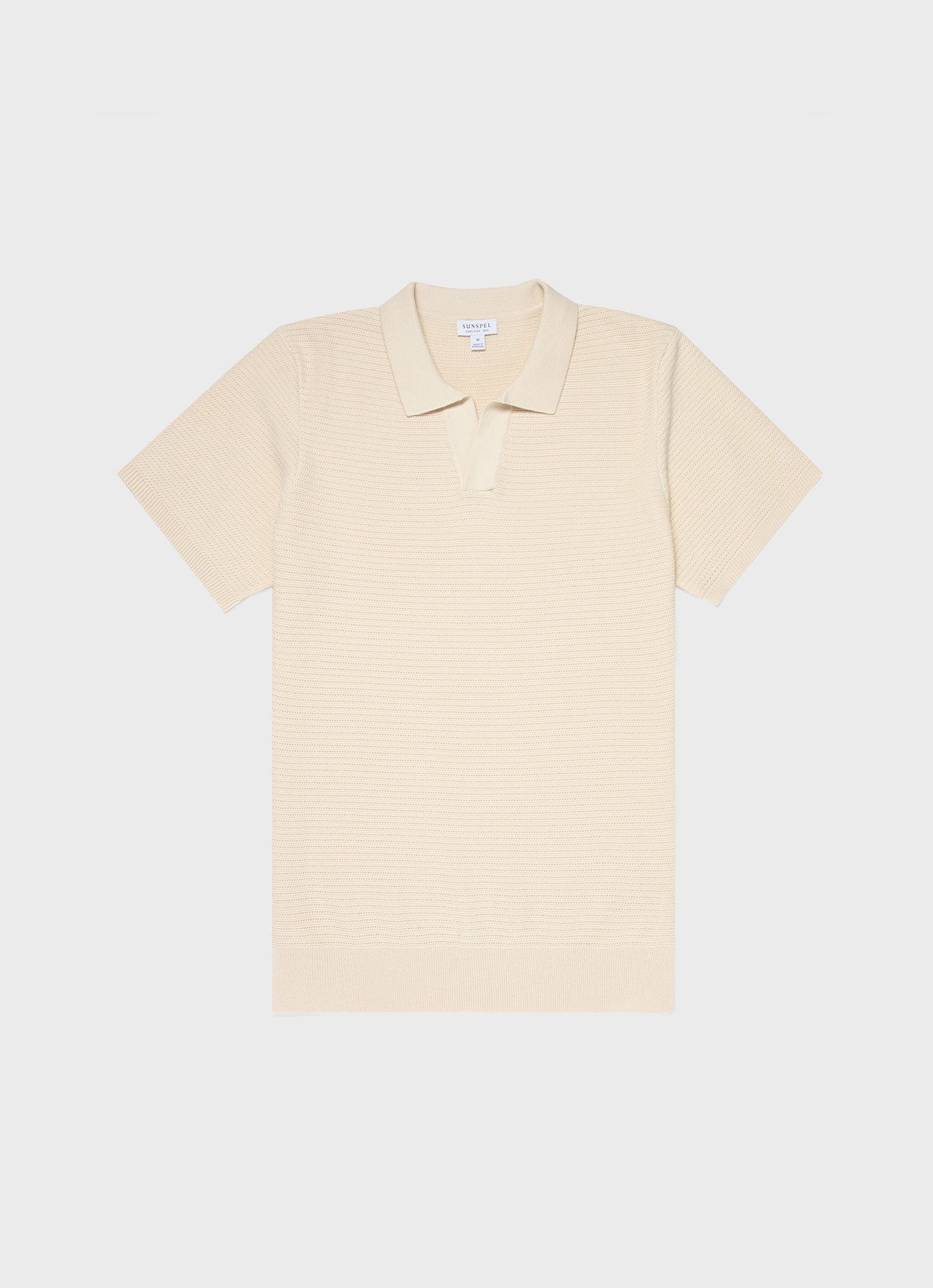 Mens Open Textured Polo Shirt In Ecru Mpol8193 Whcr