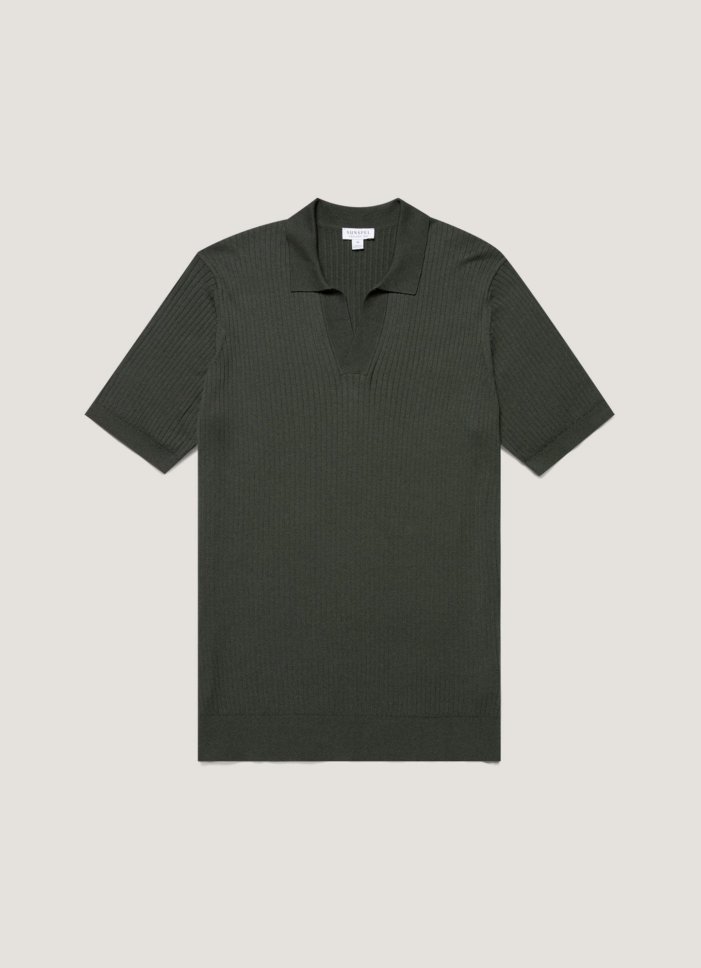 Mens Fine Rib Silk Cotton Polo Shirt In Dusk Green Mpol8241 Gnij