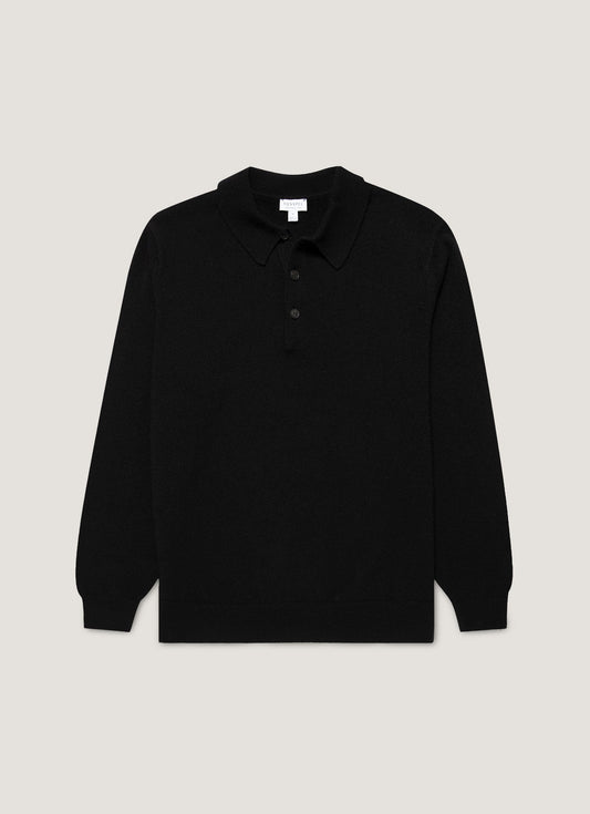 Mens Cashmere Polo Shirt In Black Mpol8293 Bkaa