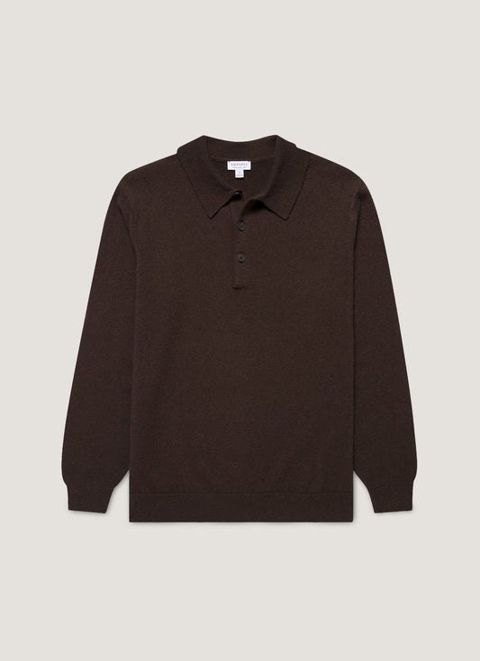 Mens Cashmere Polo Shirt In Truffle Mpol8293 Brgd