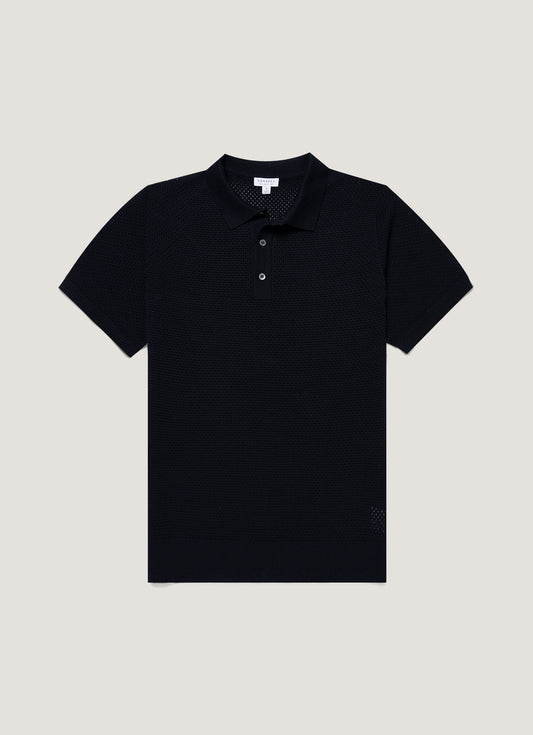 Mens Cotton Mesh Polo In Navy Mpol8316 Buaa