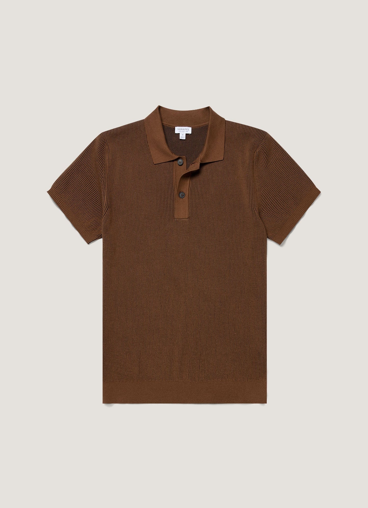 Mens Two Colour Rib Polo Shirt In Bronze Mpol8317 Brgu