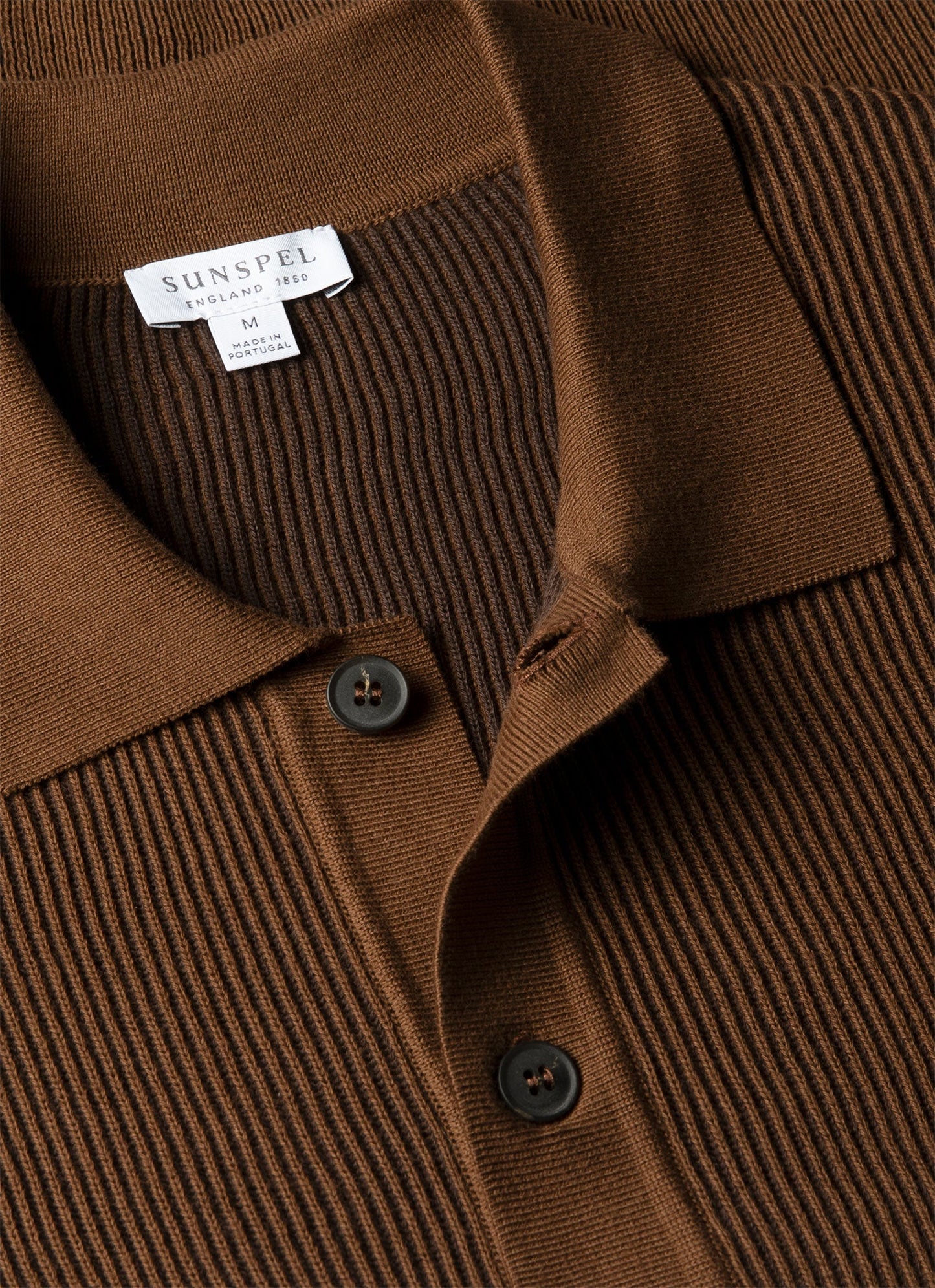 Mens Two Colour Rib Polo Shirt In Bronze Mpol8317 Brgu