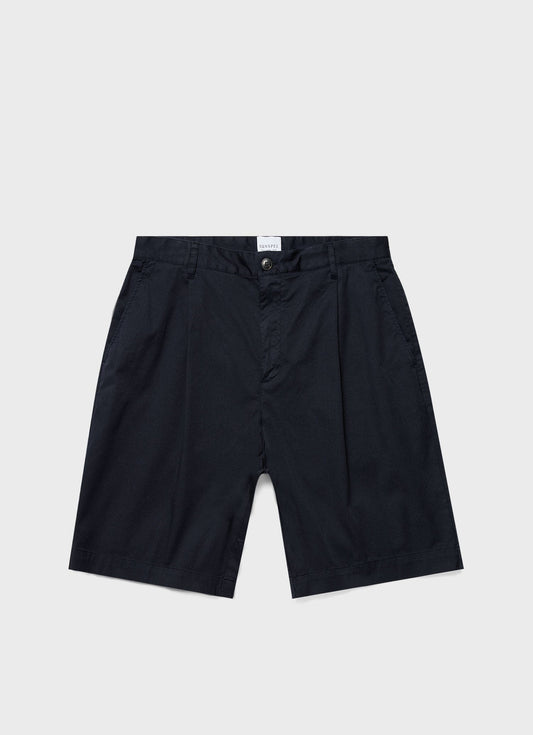 Men S Pleated Twill Short In Navy Mshr3509 Buaa