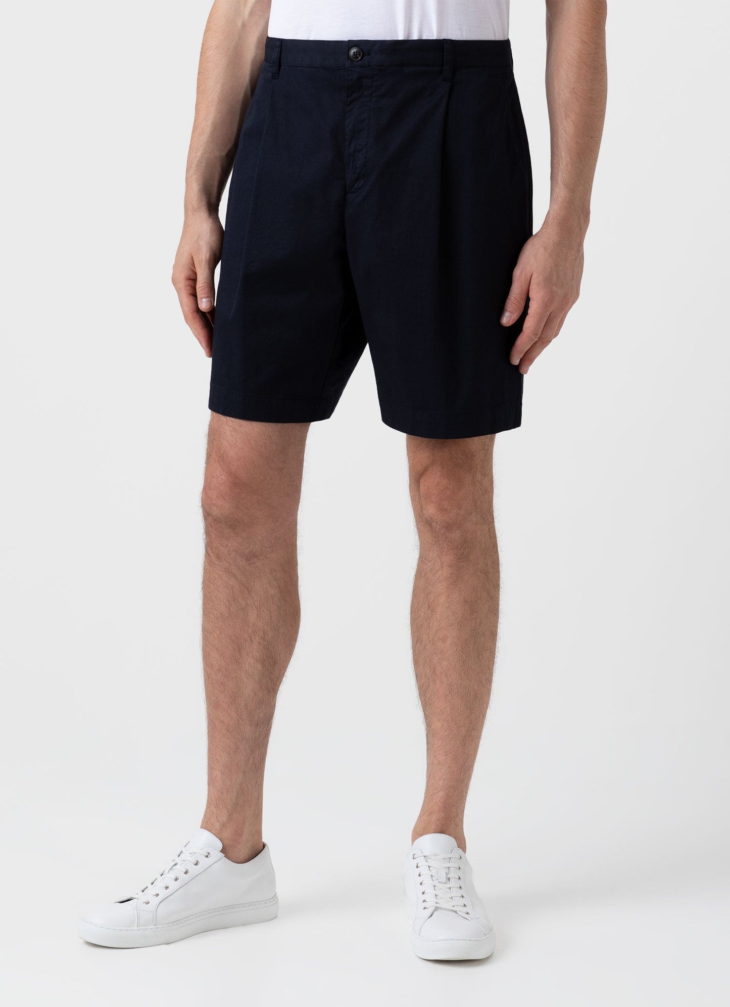 Men S Pleated Twill Short In Navy Mshr3509 Buaa