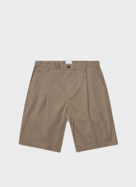 Men S Pleated Twill Short In Dark Stone Mshr3509 Whdc
