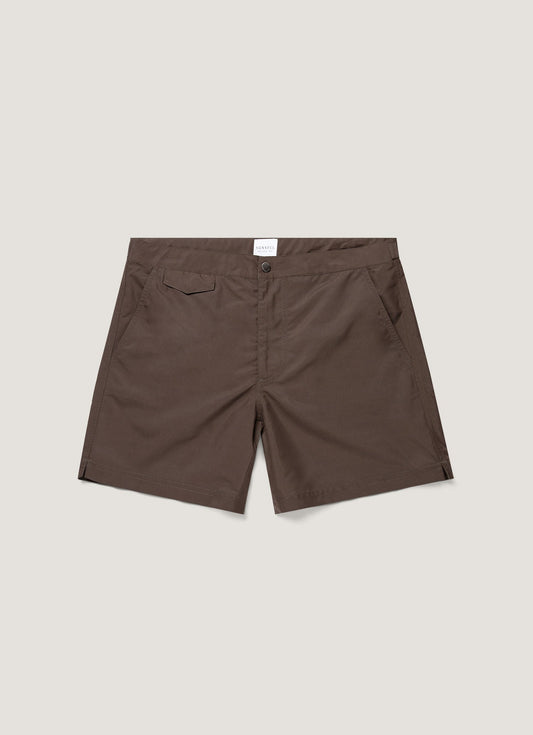 Mens Tailored Swim Shorts In Dark Walnut Mshr3704 Brgw
