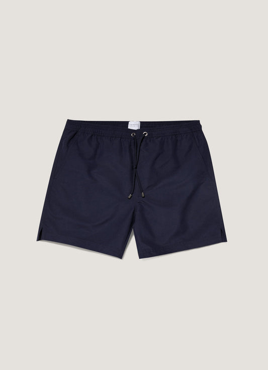Mens Upcycled Marine Plastic Drawstring Swim Short In Navy 1