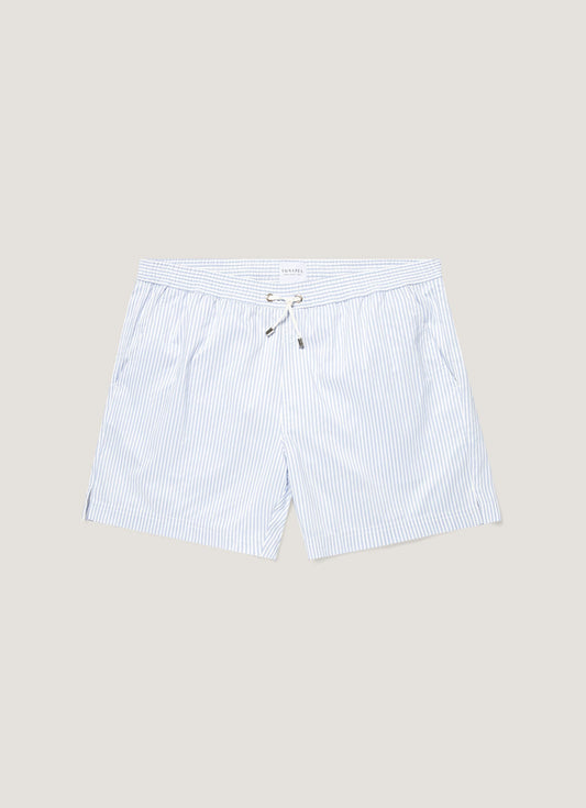 Mens Drawstring Swim Short In White Cool Blue Mshr3705S Stmj