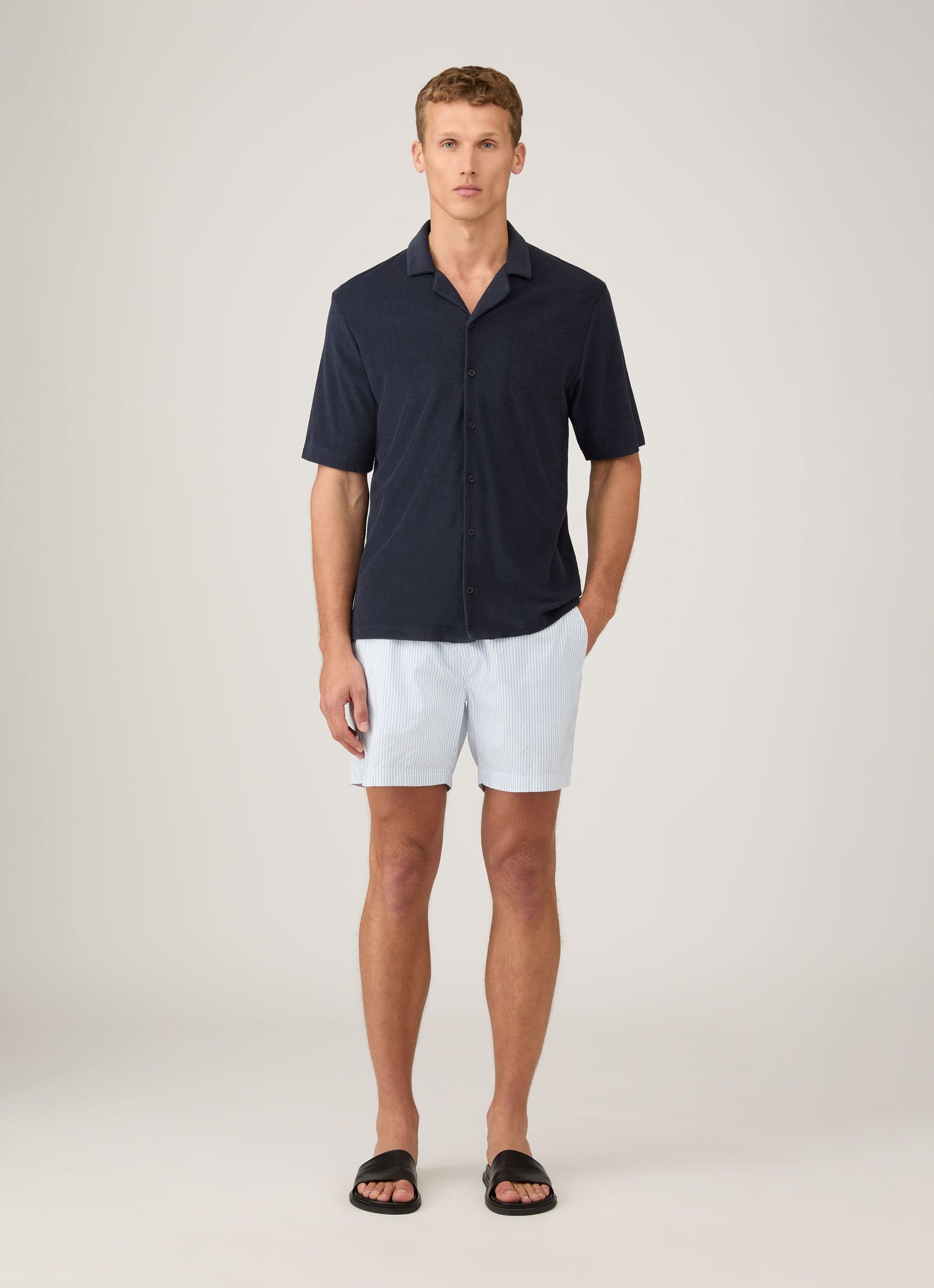 Mens Drawstring Swim Short In White Cool Blue Mshr3705S Stmj