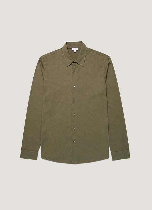 Mens Classic Jersey Shirt In Khaki Msht2047 Gngy