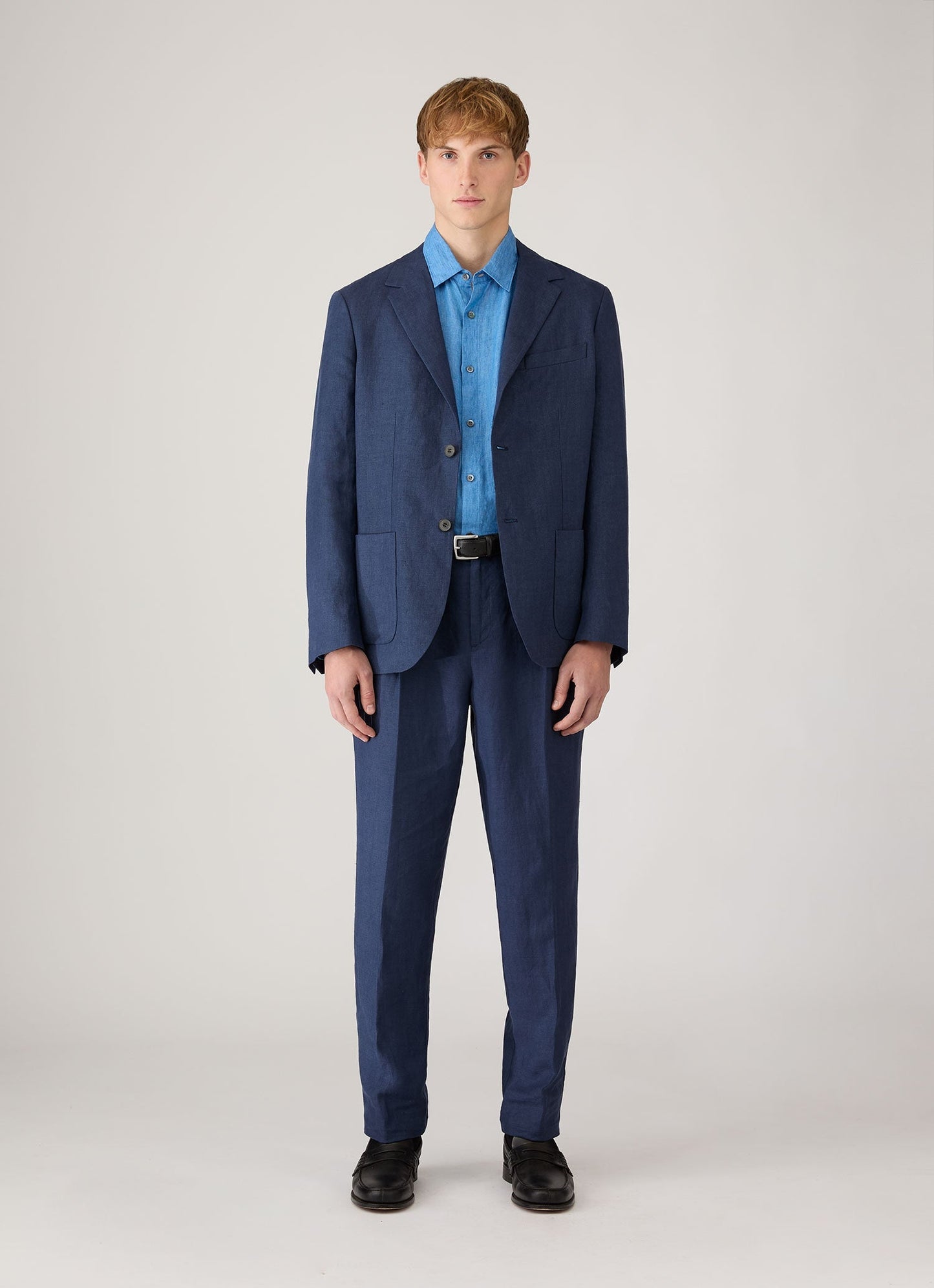 Men's Linen Shirt in Cool Blue